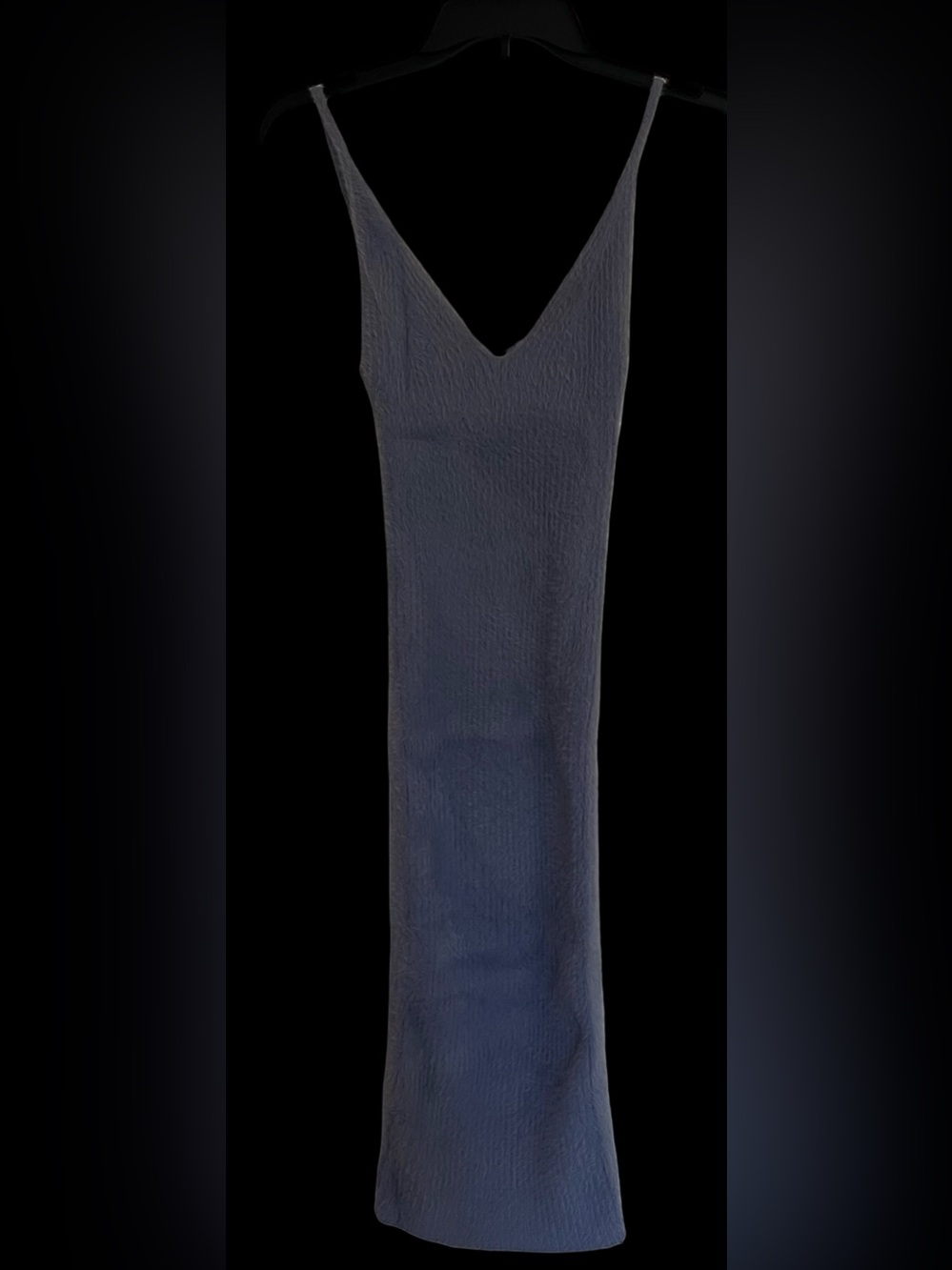 Super Soft, Stretchy sleeveless Knit Bodycon Dress in Slate Blue